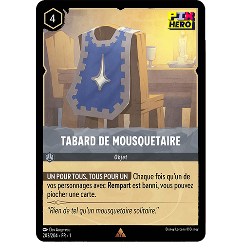 Image de la carte Lorcana : Tabard de Mousquetaire 203/204